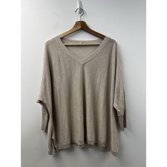 Garnet Hill Linen Sweater Oversized V Neck Boxy Dolman Sleeve Lagenlook Sz L - Picture 12 of 12